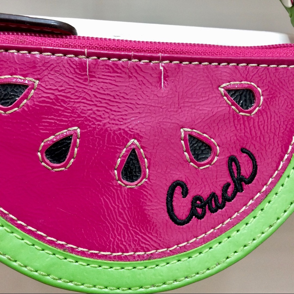 Coach Vintage Watermelon Coin Pouch Pink Green Patent Leather Y2K - Picture 12 of 14